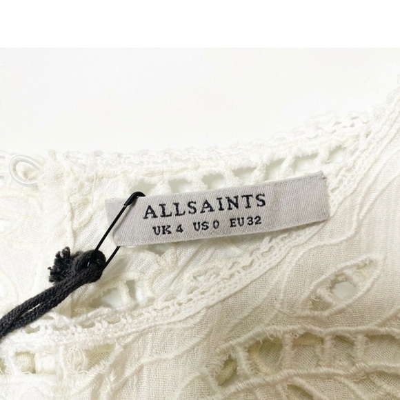 All saints white lace Broderie mini dress size 0 - Picture 8 of 12